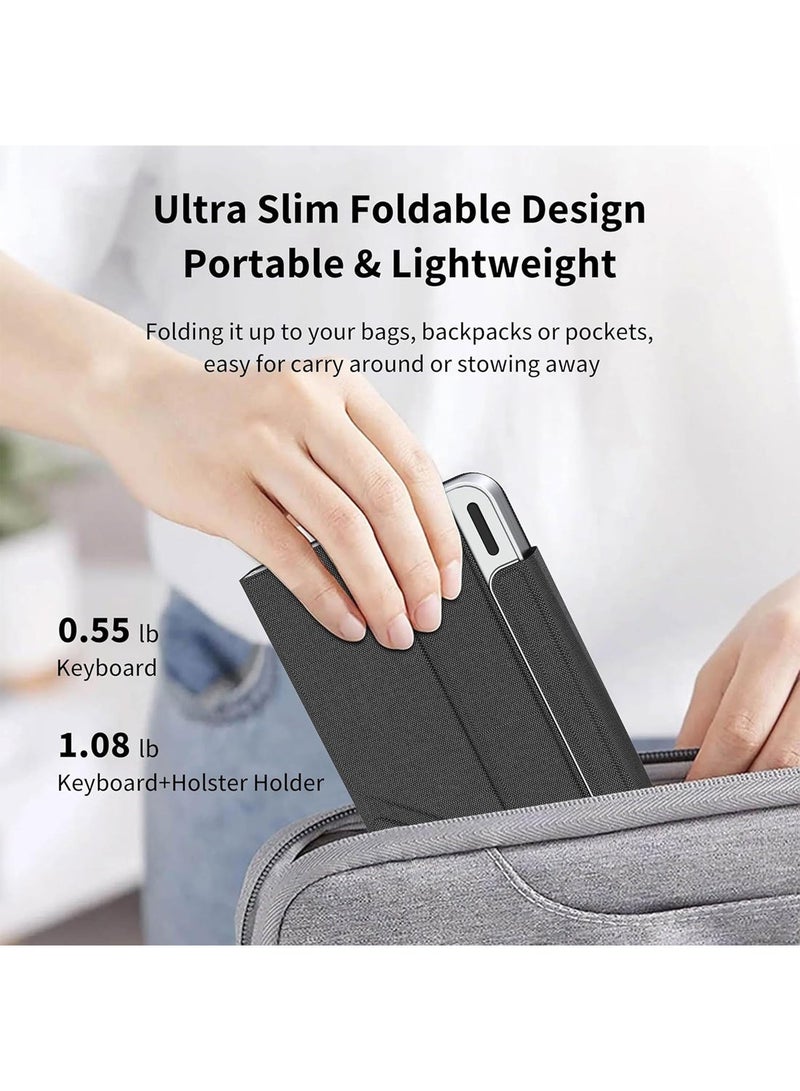 هاي لوك لوحة مفاتيح بلوتوث قابلة للطي وقابلة لإعادة الشحن فائقة النحافة مع لوحة لمس، تدعم مزامنة ما يصل إلى 3 أجهزة، لوحة مفاتيح لاسلكية محمولة قابلة للطي مع حامل حماية لأجهزة iPad والهواتف الذكية وأجهزة الكمبيوتر المحمولة - Image 2